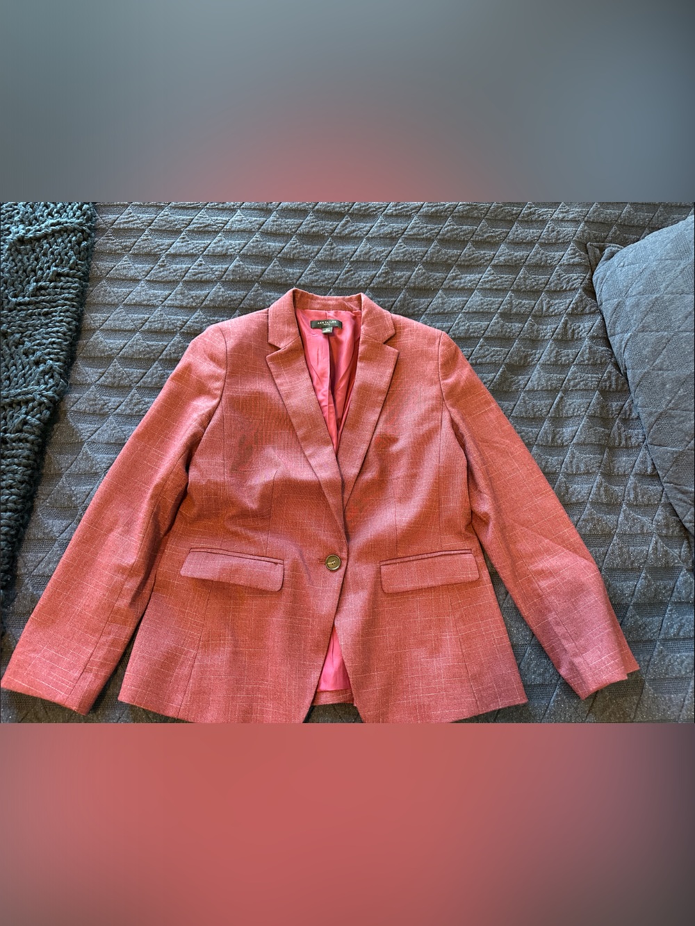 Ann Taylor Maroon Single-Button Blazer
